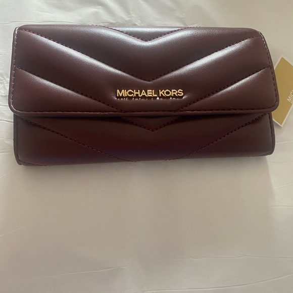 Michael Kors Burgundy Leather Wallet with Gold Hardware - Picture 1 of 6